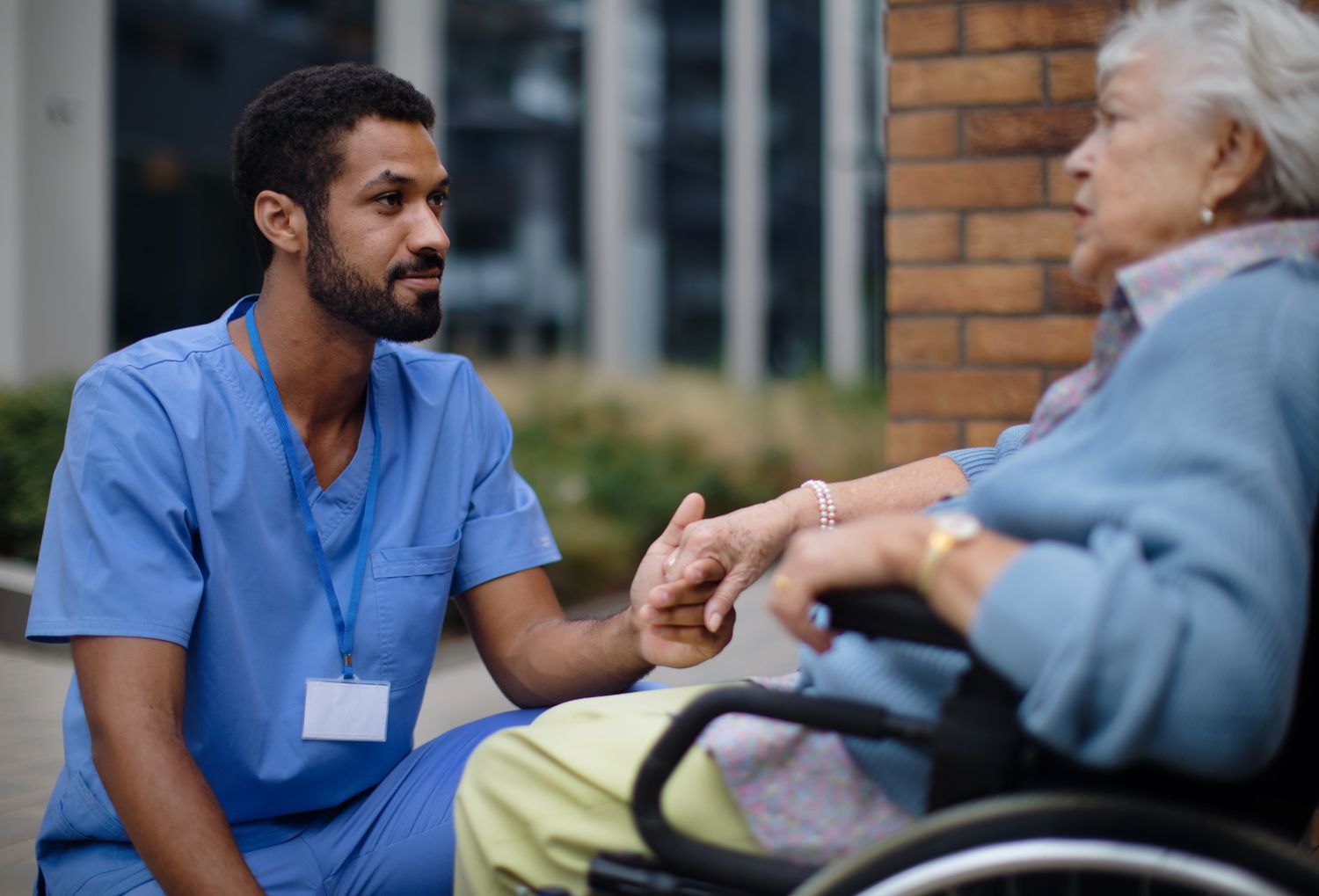 Carer and patient sat talking